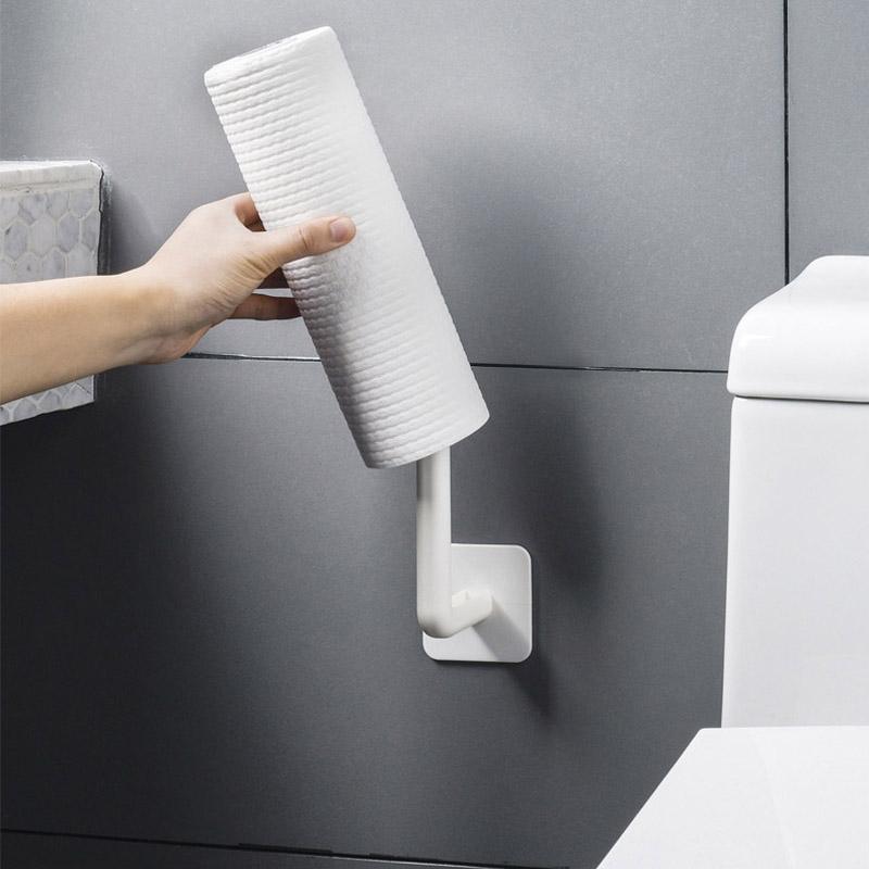 1/2pcs Self-adhesive Toilet Paper Holder Under Cabinet Storage Rack Kitchen Tissue Hanger Towel Roll Rack Accessories