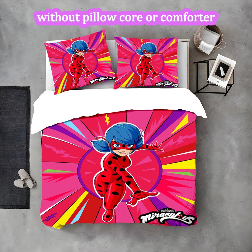 3pcs Ladybug Bedding Set for All Season Use, Cozy Printed Bedclothes Suitable For Bedroom Ideal Birthday Gift for Family