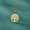 Lucky Tree Pendant Necklace For Women Delicate Snake Chain Collar Jewelry Gift