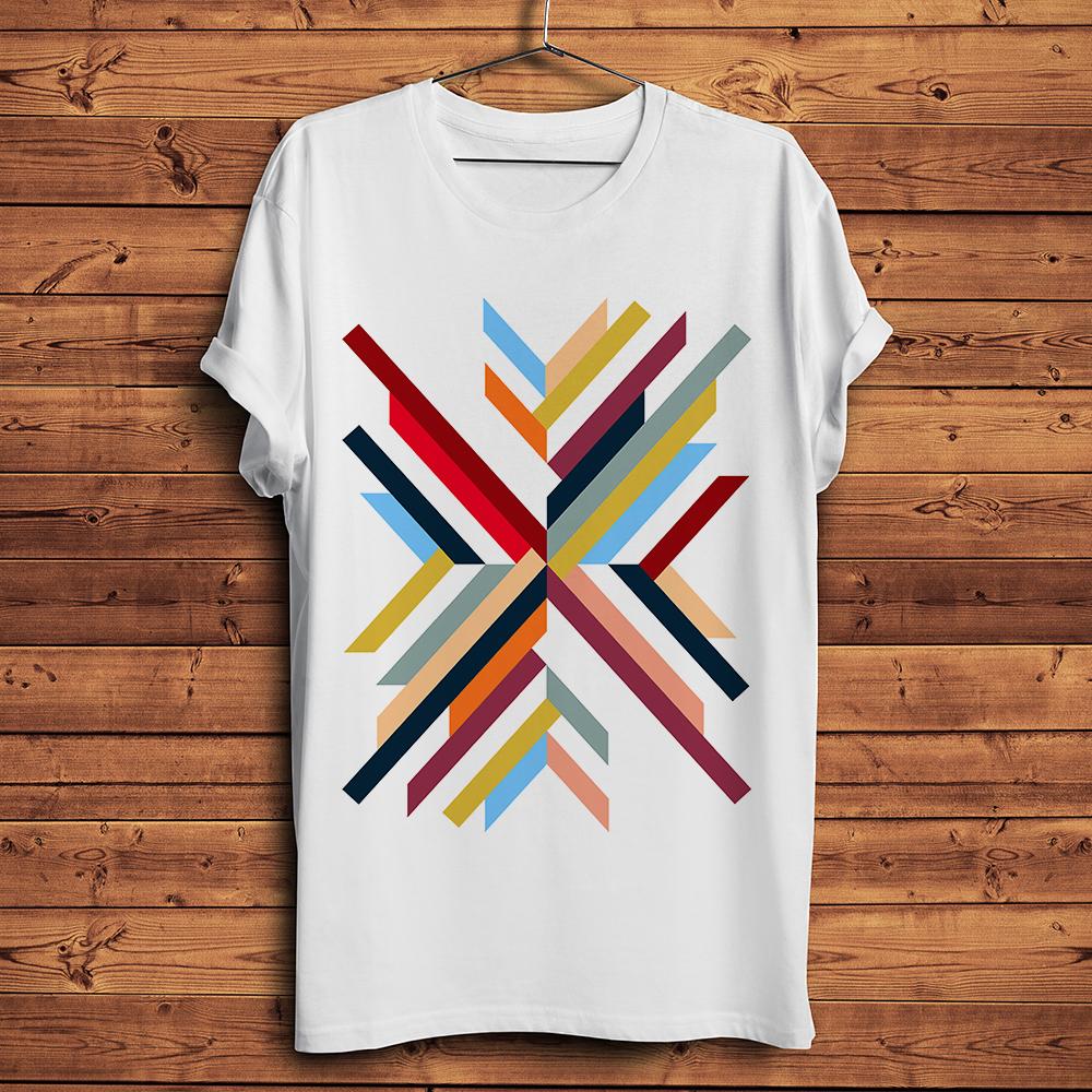 

Abstract Geometric printed tshirt homme short sleeve t shirt Unisex summer new white casual tshirt unisex streetwear S