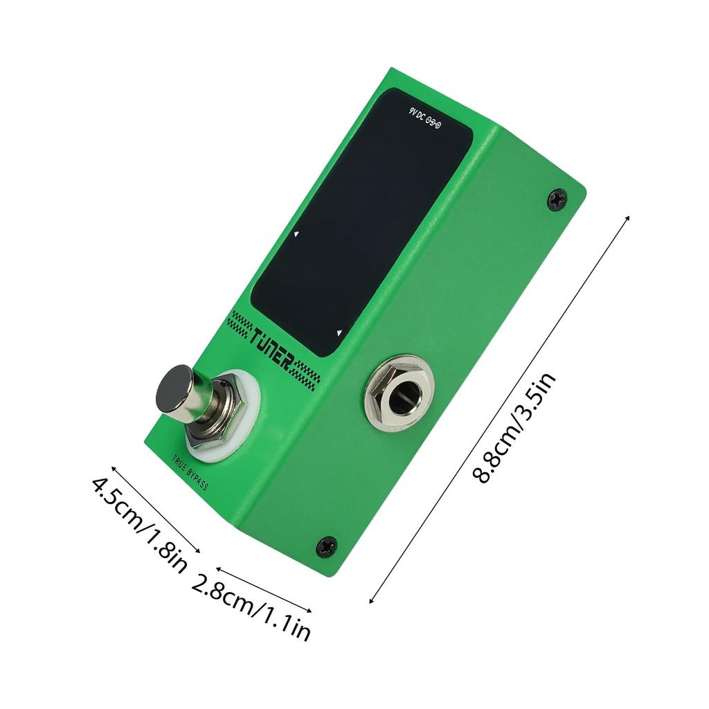 Btuty Guitar Tuner High Fast Compact Metal Durable Ideal for Live Performances and Studio Pedal, Accuracy, Response, Body, Design, Use, Green,