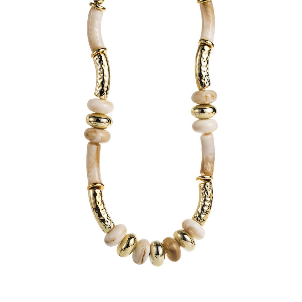 Personalized Retro Geometric Alloy Acrylic Necklace, Fashionable Exaggerated Color Matching Beaded Collarbone Chain