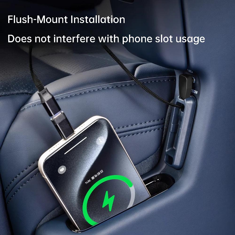 For Zeekr 9X Car Second Row Seat Dock Rear Fast Charging Retractable Cable Charger Extension Cord Interior Accessories