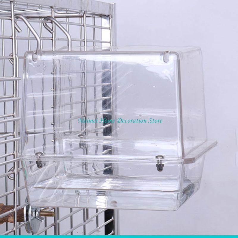H7BF Shower Box Feeder,Sleeping Nest,Small Birds Bathtub for Pet Finch Accessories Parrot Bath Box with Clear View for Pet