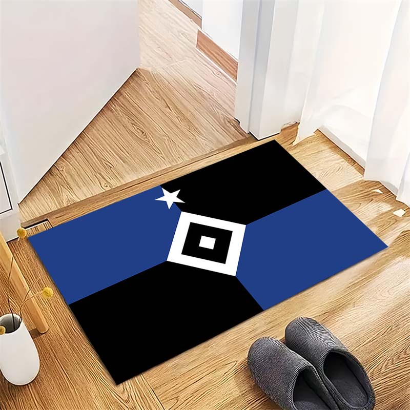 Hamburger SV Flag Style Geometric Print Area Rug Non‑Slip Floor Mat Carpet for Living Room Bedroom Sports Fan Home Decor