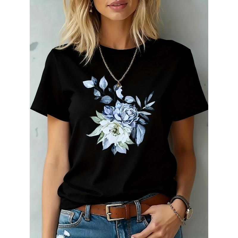 

European Size Women S Stretchy And Comfortable Casual T-Shirt 4XL чорний