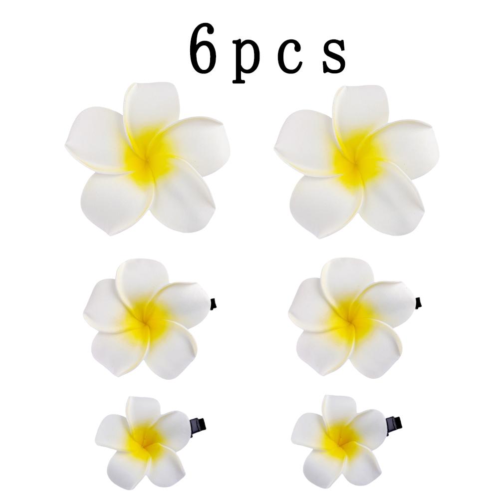 

6 шт. Заколки для волос в виде цветков плюмерии из пеноматериала, гавайские заколки для волос для женщин, девушек, для вечеринки, пляжа, свадьбы, аксессуары для укладки волос