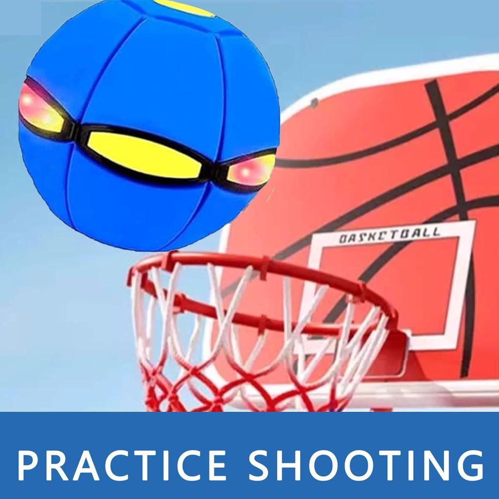 2-in-1 Magic Ball Toy - Transforming LED Bouncing Ball & Flying Saucer with 6 Colorful Lights - Glowing Boomerang Sphere for Outdoor Family Fun and