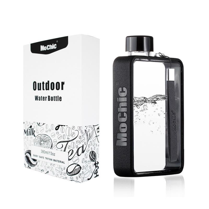 

Матеріал Tritan Портативна квадратна пластикова склянка для води для вулиці Літня спортивна пляшка для води Модний дизайн Горщик для холодної води 301-400ml чорний