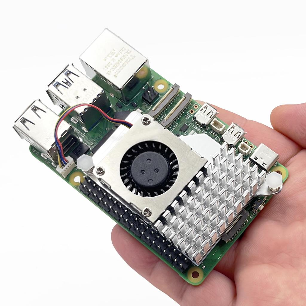 Awxlumv Raspberry Pi 5 Active Cooler Aluminum Heatsink Active Cooler Temperature Controlled Blower Fan Cooling PWM Fan with Thermal Tape and Acrylic
