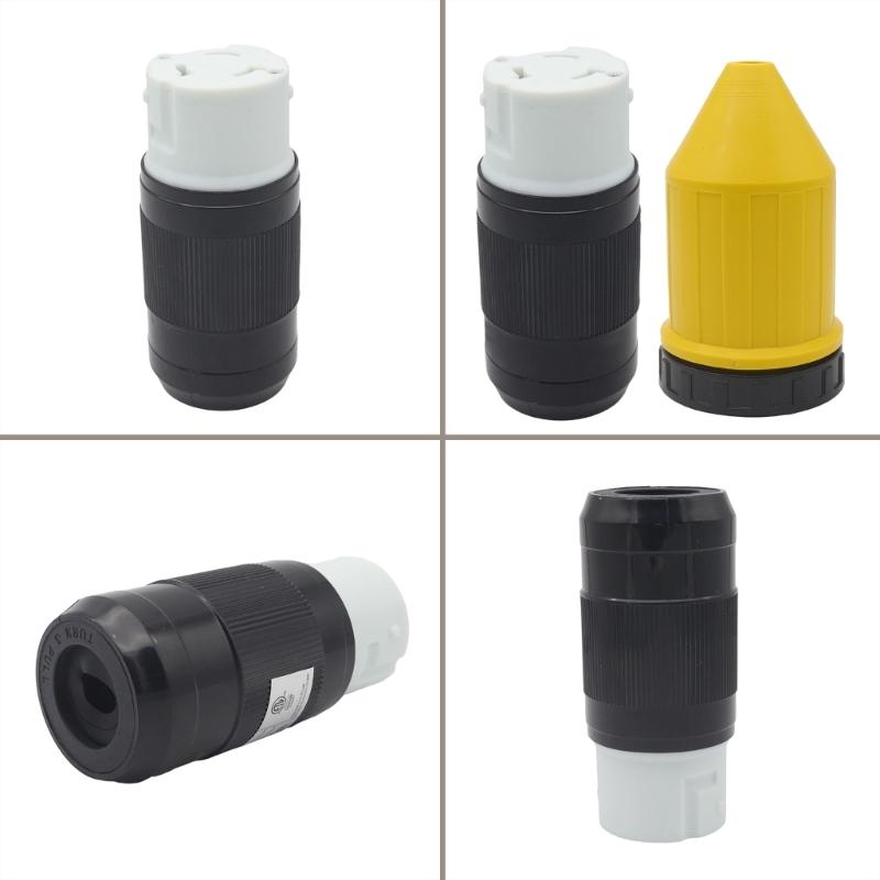 RVs Power Cord Twist Lock Plug with Boot Locking Cover 50A 125V 3.5A RVs Cord Connector Locking Plug Replacement Inlet