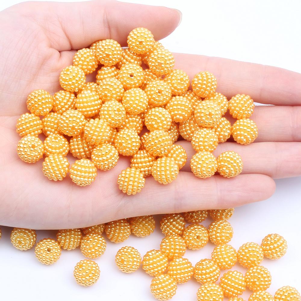 Hot Sale 200pcs 15mm Multicolor Bayberry Perforation Pearl Beads Hole Resin DIY Jewelry Decorations for Dress Making