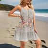 Damenkleider Ärmellos Locker Lässig Blumendruck Saum Falten Strandkleider