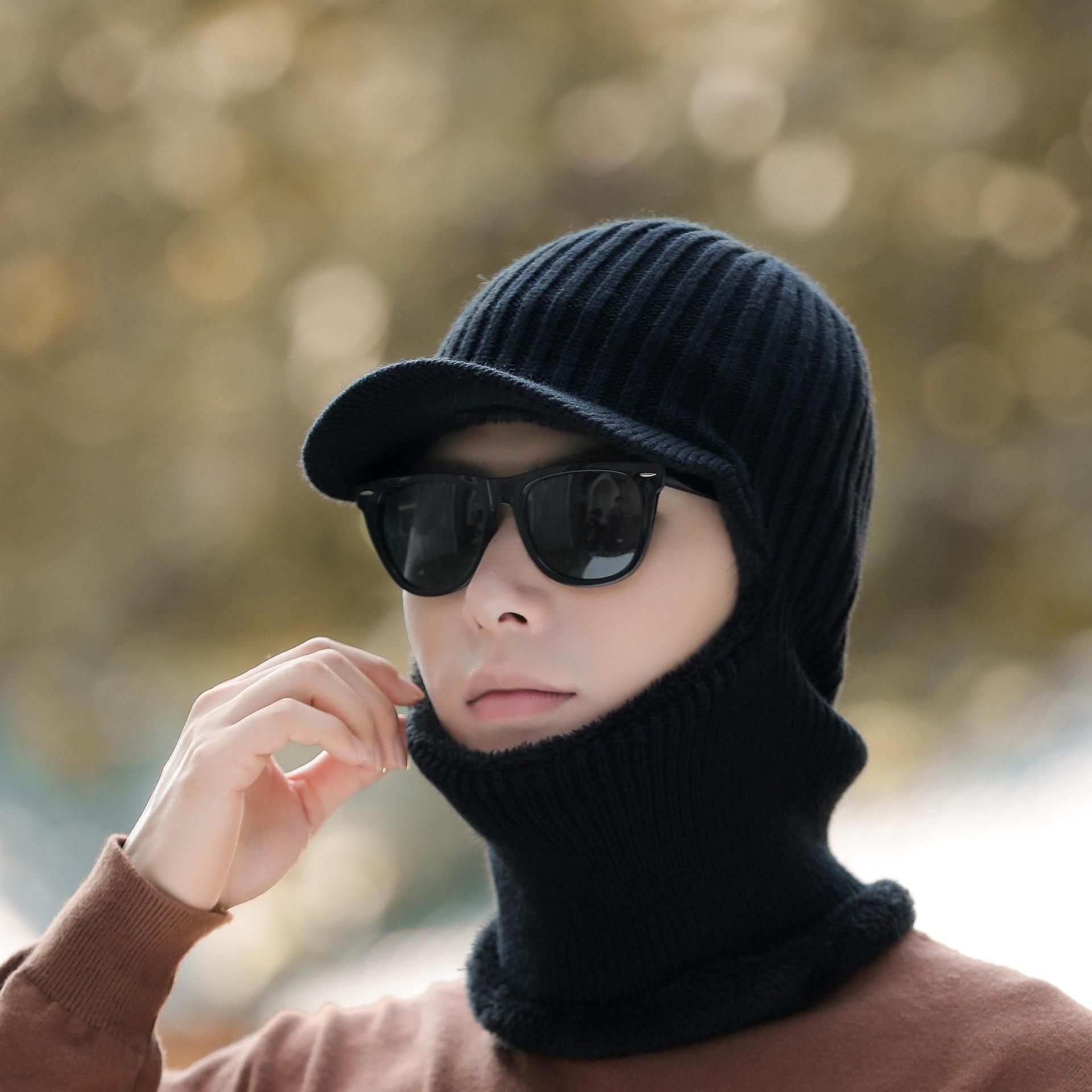 

Шапка Мужская Зимняя Уличная Вязаная Шерстяная Шапка Мужская Теплая Защита Ушей Плюс Бархатная Утолщенная Зимняя Велосипедная Шерстяная Шапка one size