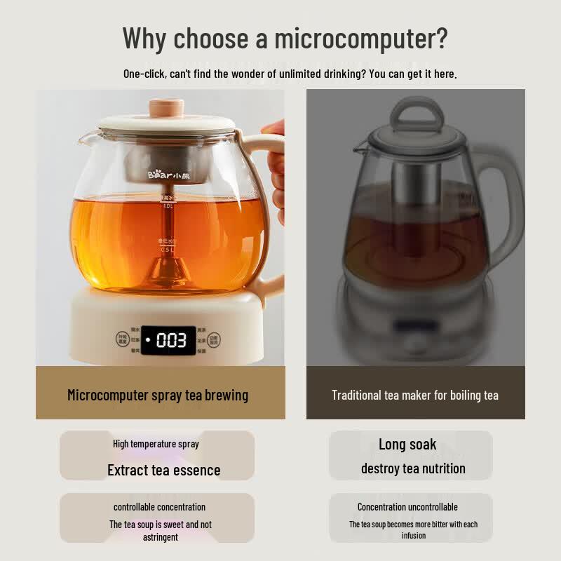 BEAR 1L Multifunctional Health Tea Cooker with Steamer CN Plug (adapter Included)