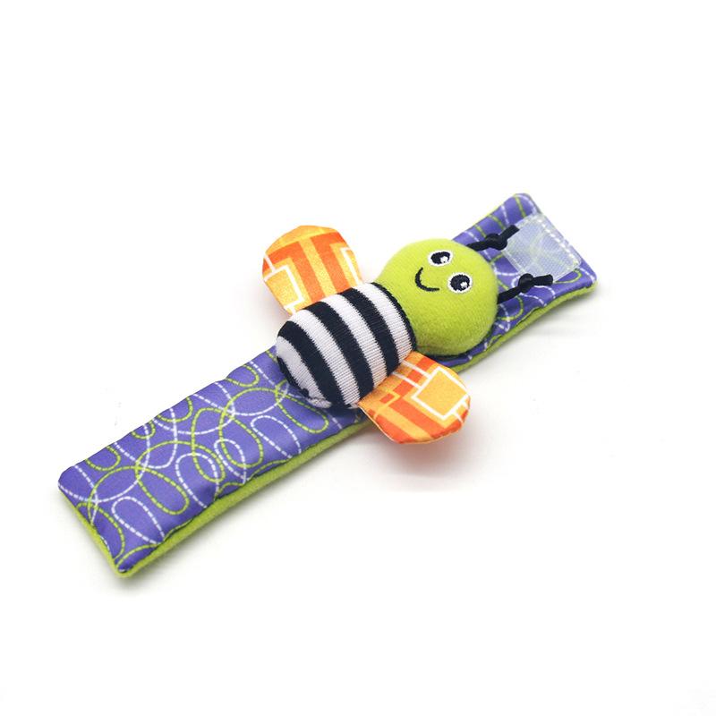 4pcs Cartoon 100% Cotton Soft Knitted Baby Wrist Rattle and Foot Finder Socks Musical Inflatable Toys for Boys 0-12 Months