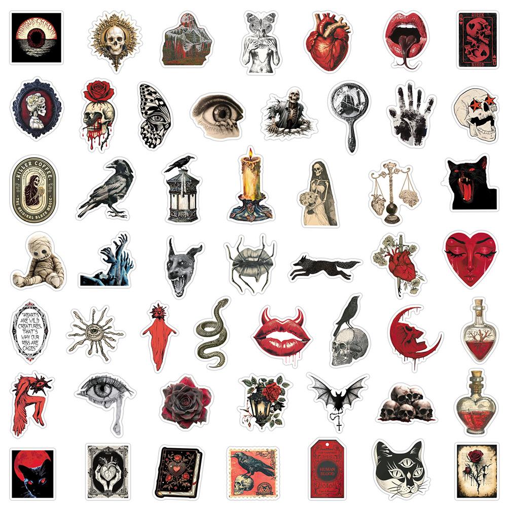 10/30/50pcs Vintage Horror Skull Stickers Gothic Style Decals Toy DIY Skateboard Guitar Scrapbook Bike Cool Cartoon Sticker Pack