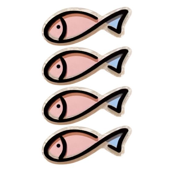 4Pcs Girl Hairpin Macaron Color Ocean Fish Shape Acrylic Hair Clips Smooth Rounded Edges Daily Styling Hair Accessory