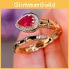 Adjustable Unique Copper Gold Plated Snake Ring For Women Featuring Elegant Red And Green Accents Gemstone