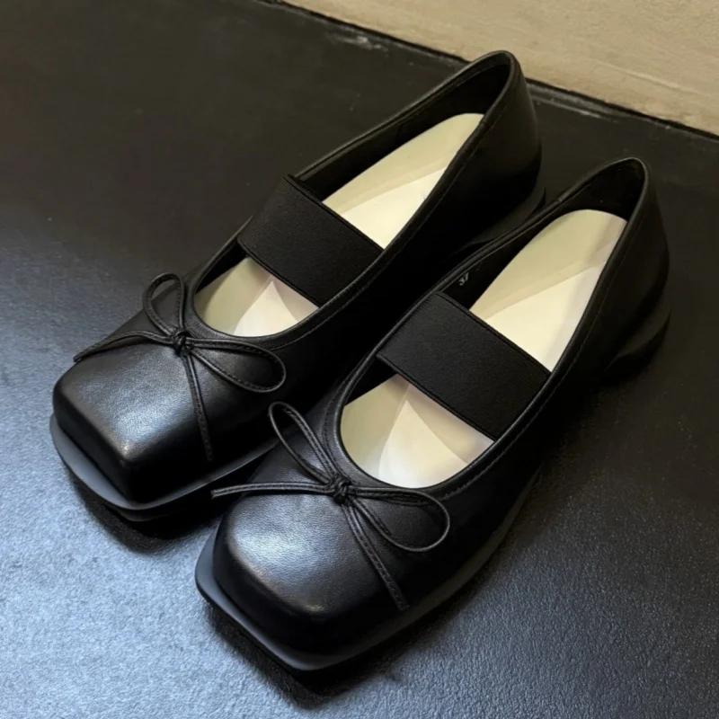 Designer Spring Women Mary Jane Shoes Fashion Square Toe Ladies Comfort Soft Sole Flats Women's Comfort Ballerinas Shoes
