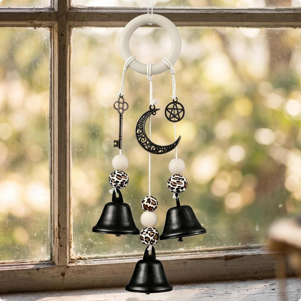 Wind Chime with Charms Witchy Bells Celestial Hanging Ornament for Door, Window,