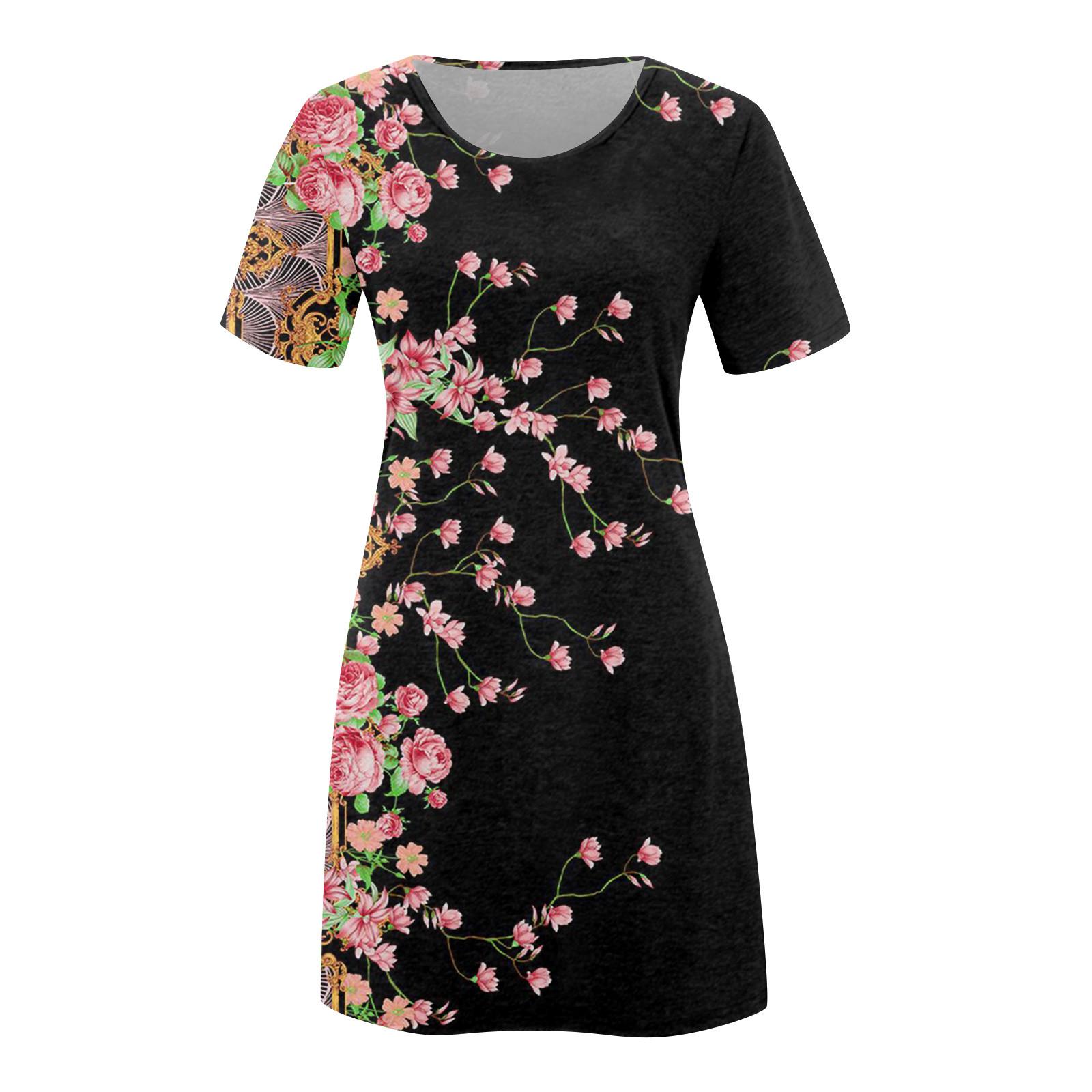 

Women s Casual Printed Vest Short Dress Loose Beach Skirt Women s Dress XXL рожевий