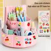 Rotating Pen Holder & Desktop Clock Organizer for Students and Offices