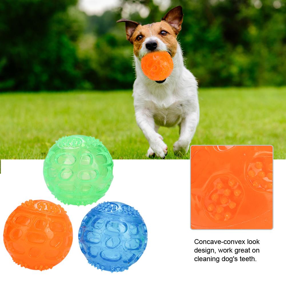 3Pcs Set Pet Dog Squeaky Chewing Ball Toy Puppy Cleaning Teeth Balls