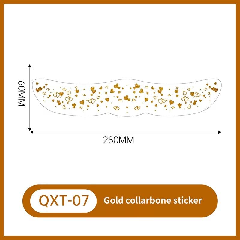 Waterproof Long Lasting Gold Foil Collarbone Temporary Tattoo Metallic Body Art Tattoo Sticker