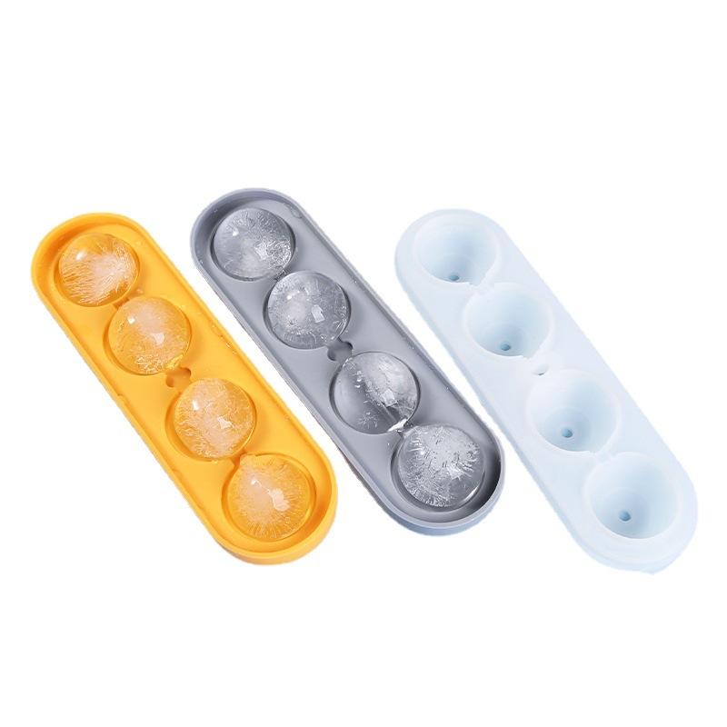 Ice Tray Silica Gel Ice Ball 4-Hole Circular Ice Cube Ice Tray Mold Household Ice Maker