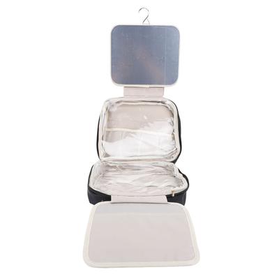 Hanging Hook Travel Toiletry Bag Travel Makeup Organizer with Mirror Portable Travel Makeup Train Case for Travel