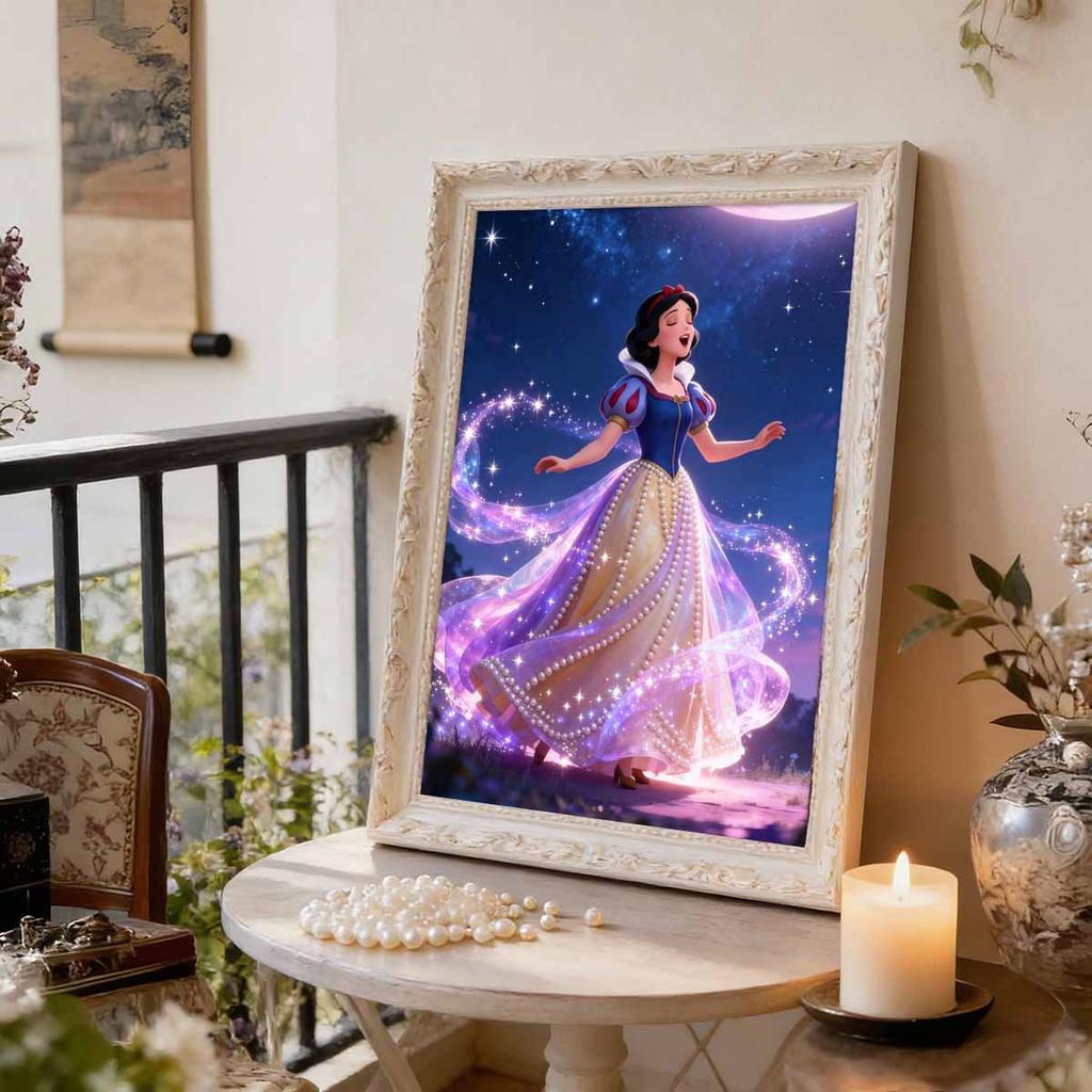 Disney Pearl Painting Snow White Princess Star and Moon Magic Dress 5D Exquisite Landscape Sparkling Painting Craft Home WallDecorationDIYHandmadeGift