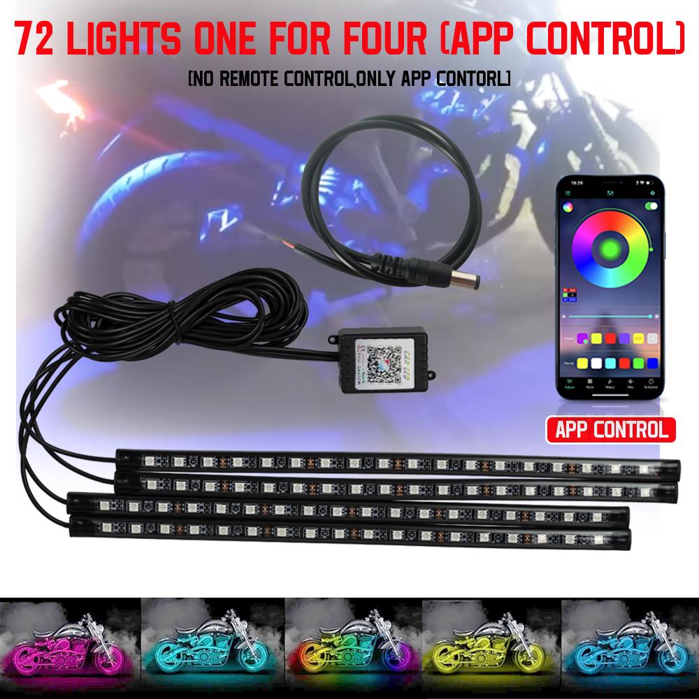 LED Motorcycle Decorative Ambient Light Strip Waterproof Flexible RGB APP Sound Control Moto Backlight Car Atmosphere Lamp 12v