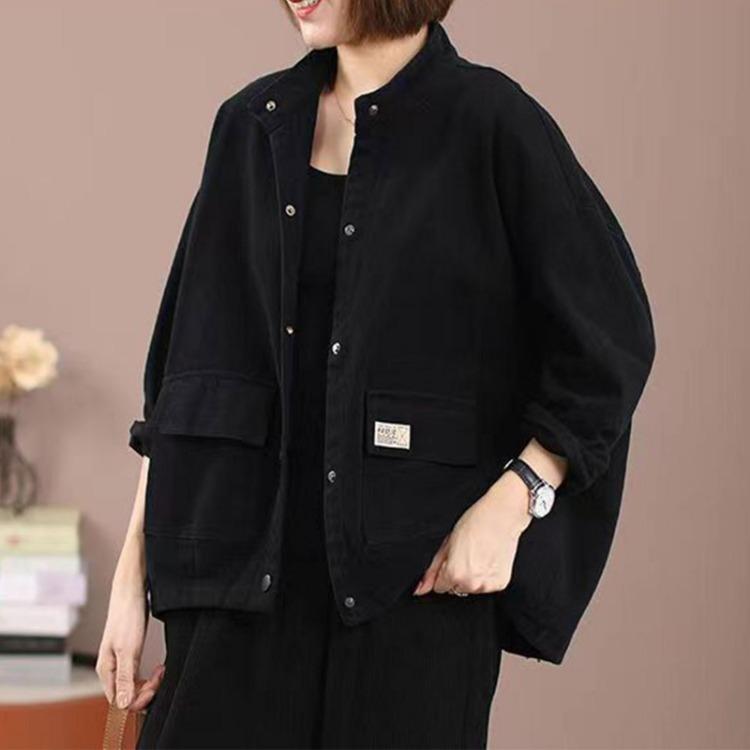 

Женская повседневная джинсовая куртка свободного кроя, короткое пальто с длинным рукавом XXXXL чёрный