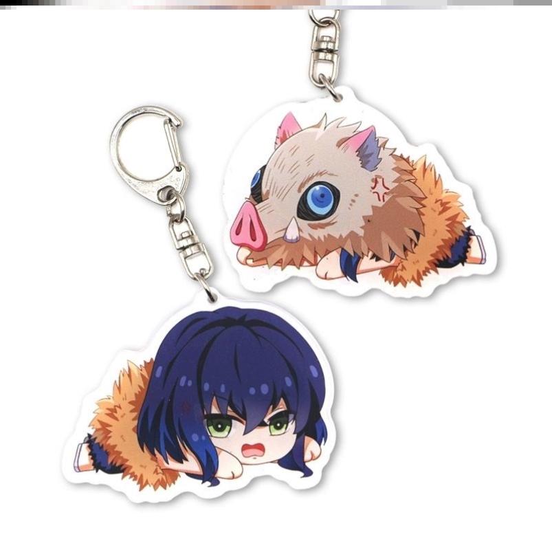 Keychain Pendant Anime Demon Slayer Kimetsu No Yaiba Kamado Tanjirou Double Sided HD Bag Pendant Gift For Fans Cosplay Props Jewelry Gift