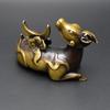 Brass Rhinoceros Moon Gazing Pen Holder - Artistic Home Office Decor Gift