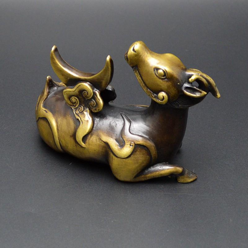 Brass Rhinoceros Moon Gazing Pen Holder - Artistic Home Office Decor Gift