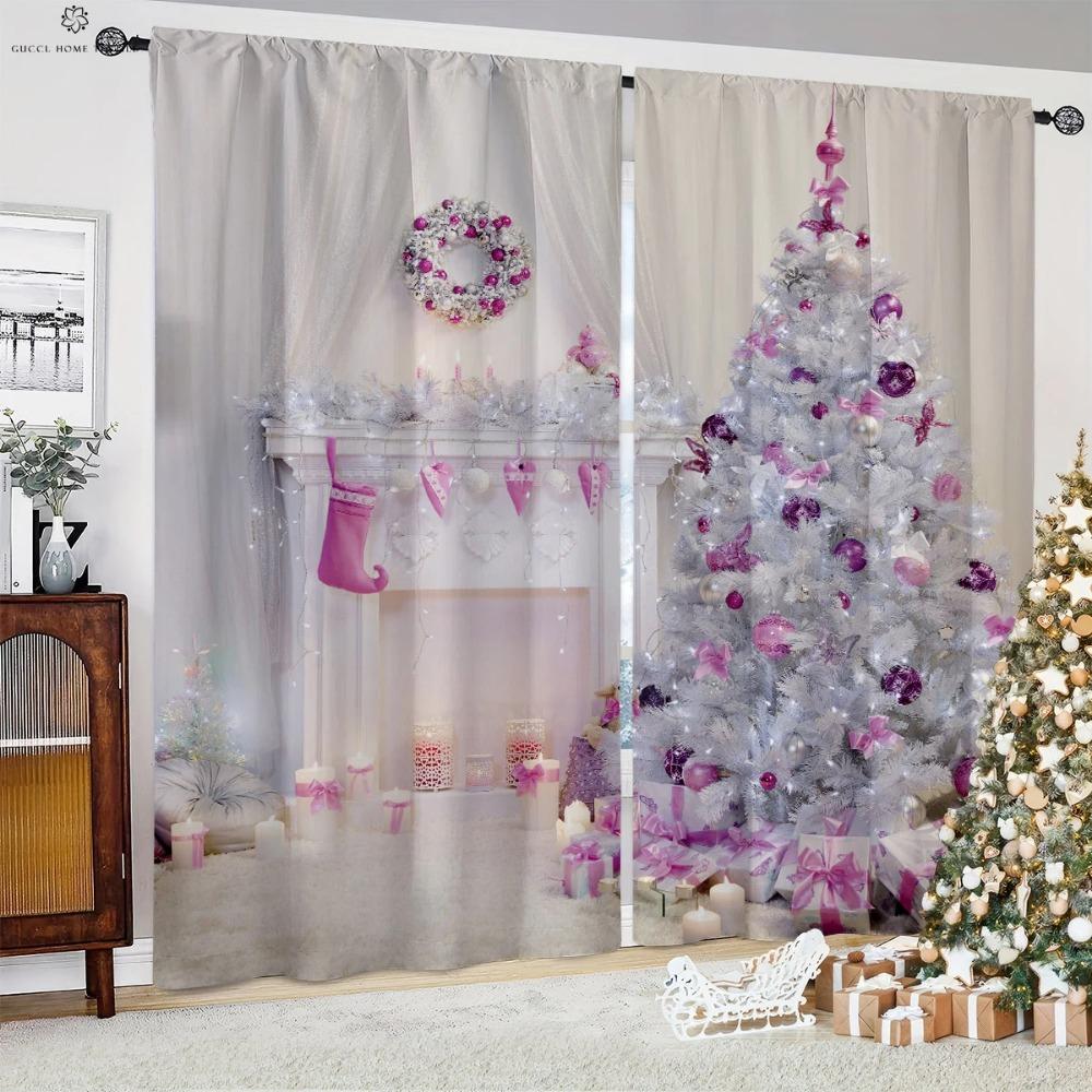 Czerwony samochód choinka 3d drukowane zasłony kieszonka na pręt z włókna poliestrowego pokój dziecięcy restauracja dekoracja świąteczna zasłony