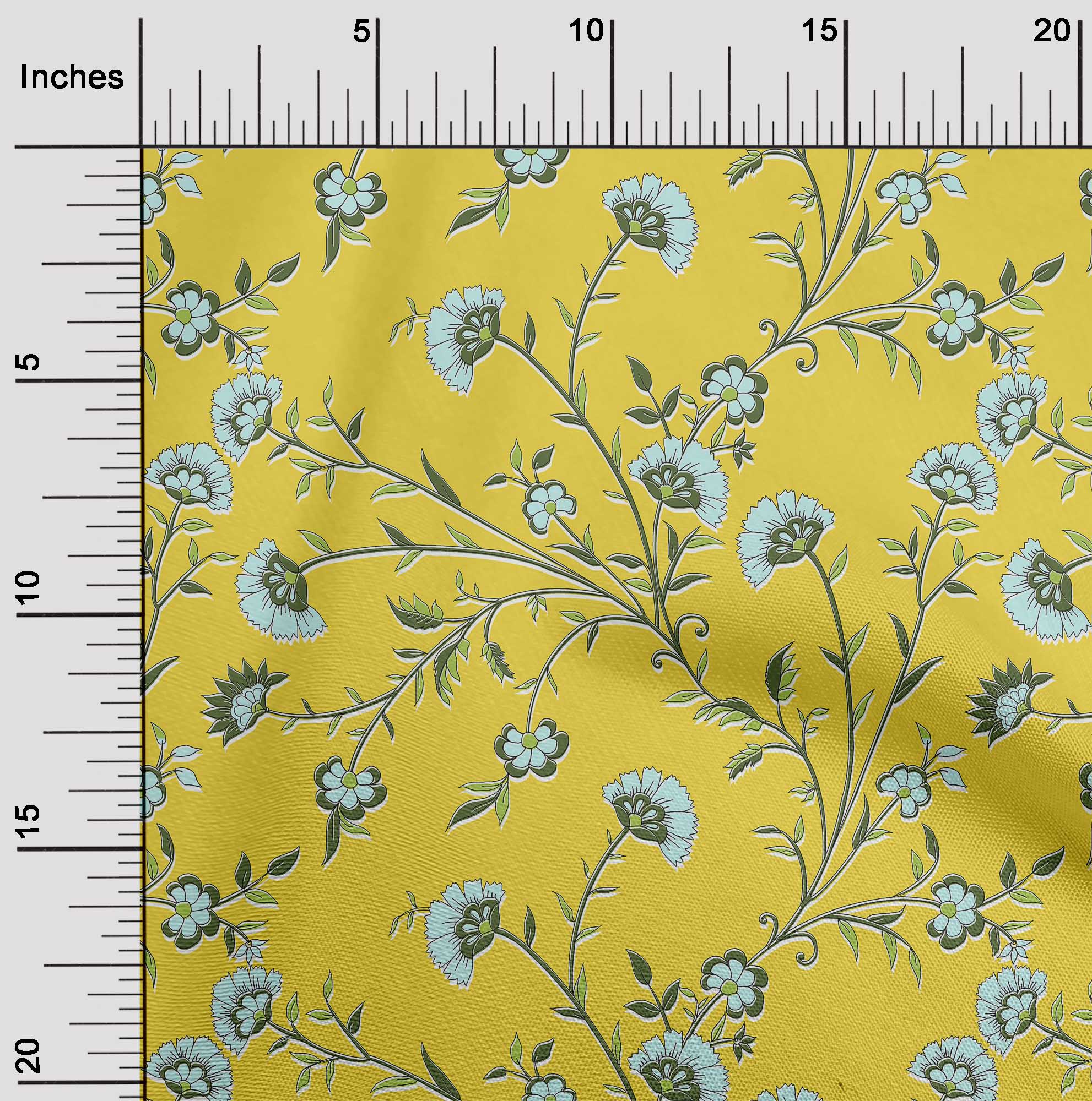 

OneOone Cotton Flex Medium Blue Fabric Листя та квіти Квіти Ремісничі проекти Декоративна тканина з принтом ярдів 40 дюймів 42 Inch Wide - Viscose Chiffon жовтий