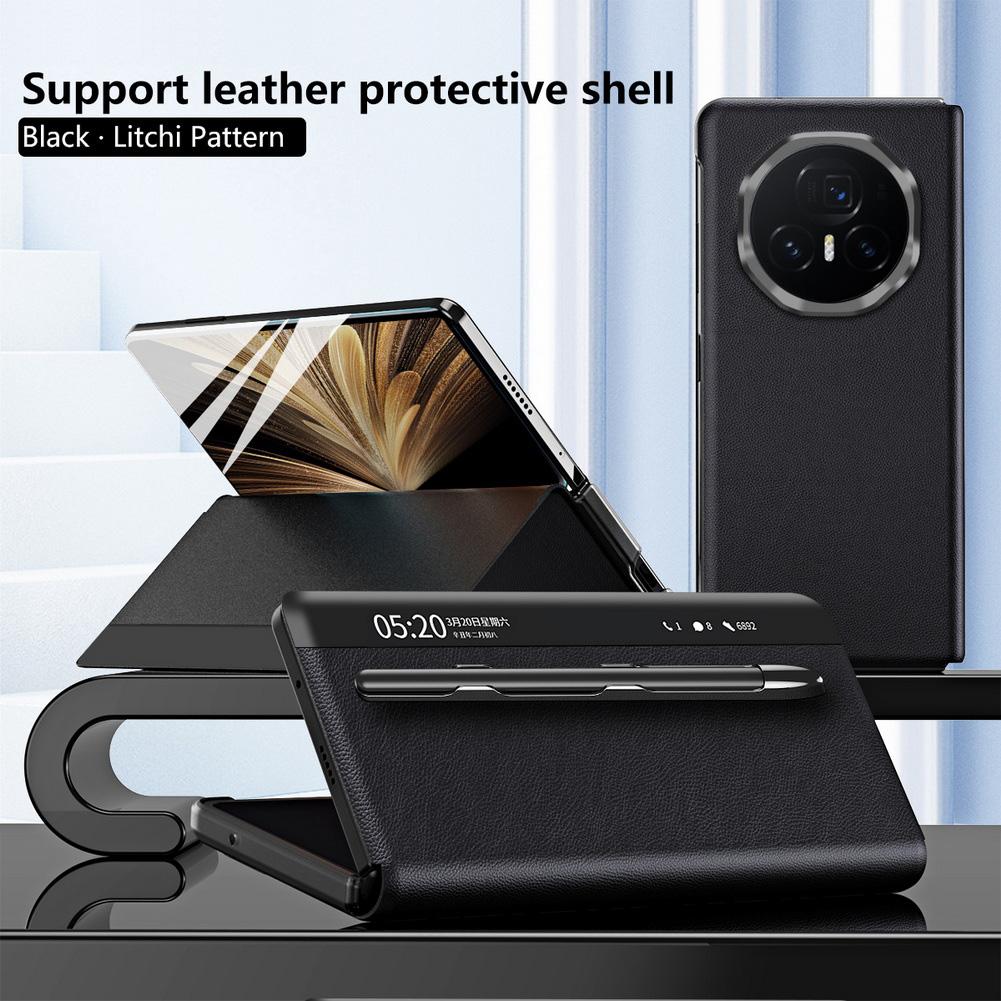 Lychee Leather Smart Wake & Sleep Magnetic Leather Stand Phone Case For Honor Magic V 5 Magic V5 Camera Protection Cover