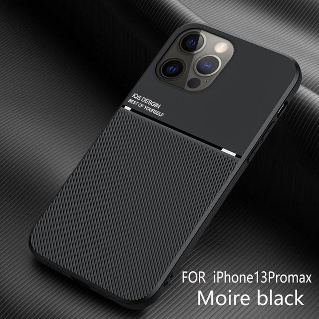 For Iphone 13 Pro Max Case Magnetic Car Holder Back Cover For Iphone 12 Mini 11 6 6s 7 8 Plus X Xs Xr Leather Texture Phone Case