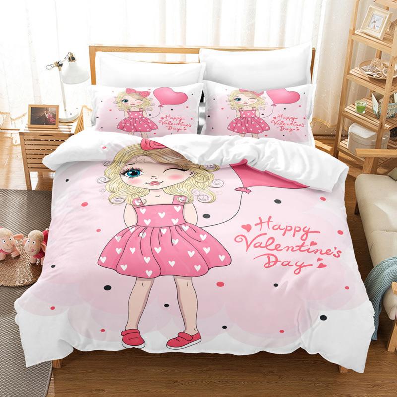 3D Digital Printing Three-Piece Kit Girls Room Bedding