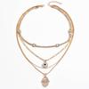 Hot-selling retro exaggerated design devil's eye pendant necklace fashionable multi-layer diamond ins collarbone chain