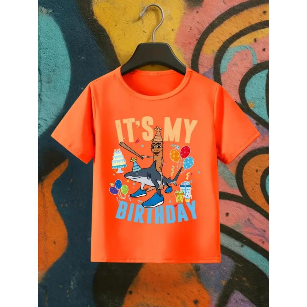 Italská trička Brainrot pro děti Kreslený potisk na narozeninovou oslavu Tričko s krátkým rukávem Chlapec Dívka Letní móda Top Narozeninový dárek