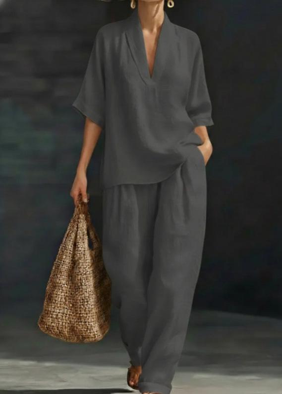 In-Stock 2026 European & American Spring/Summer Loose Casual Solid Color Fashion Set