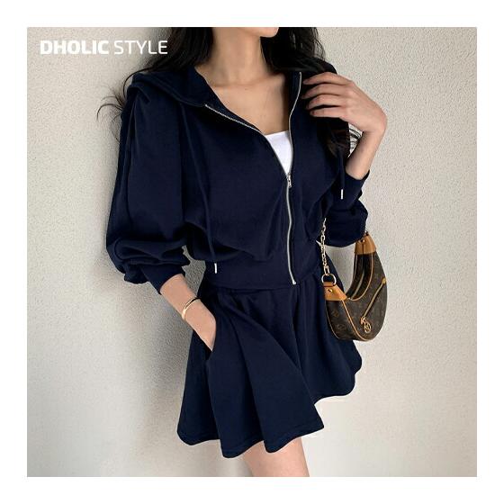 Power Shoulder Zip Parka & Shorts SET/p642239 Women s [pt] Setup Tops Long Sleeve Parka Zip Power Shoulder Bottoms Pants Mini Length Flare Elastic