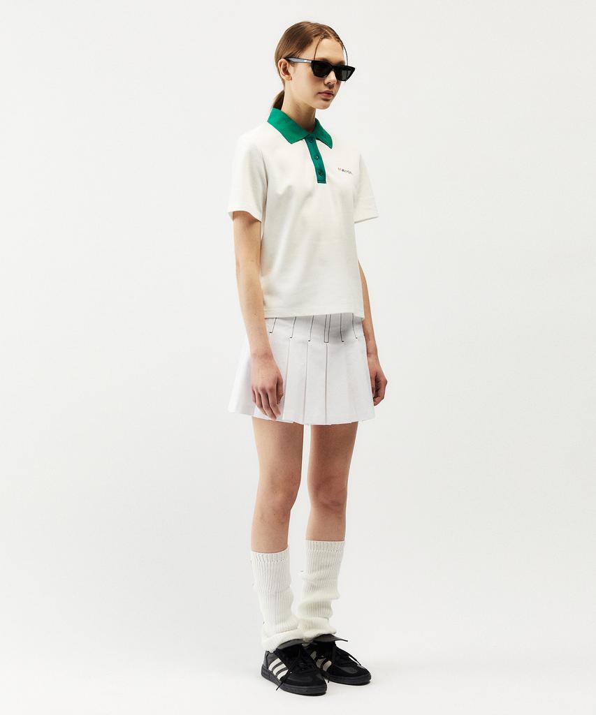 MAYOL Logo Embroidered Short Sleeve Polo Shirt_Ivory