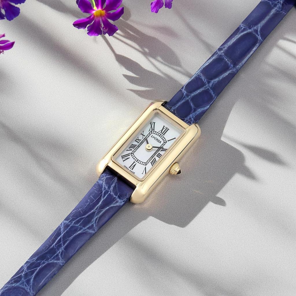 Made In Japan Crocodile [LCREA] Solar-powered Women's Watch, (PARALLELA MINI/Gold, leather/LC2501-GPCBL)