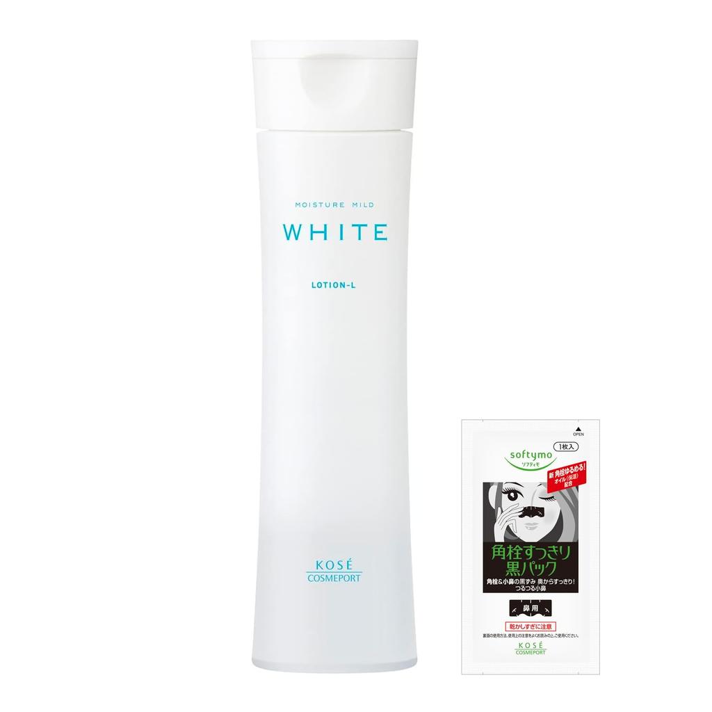 Moisture Mild White Lotion L Vitamin Hyaluronic and Collagen Bonus Nose Blackhead Mask (Refreshing) 180ml, High-Purity C, Acid, Formula, Alcohol-Free