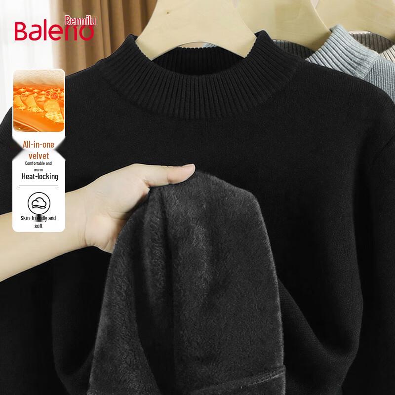 Baleno Men's Winter Semi-High Neck Fleece Knit Sweater